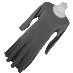 NWOT! WOMAN WITHIN! ASH & DOVE GRAY MARLED FINE RIBBED KNIT L/S DRESS! SZ L